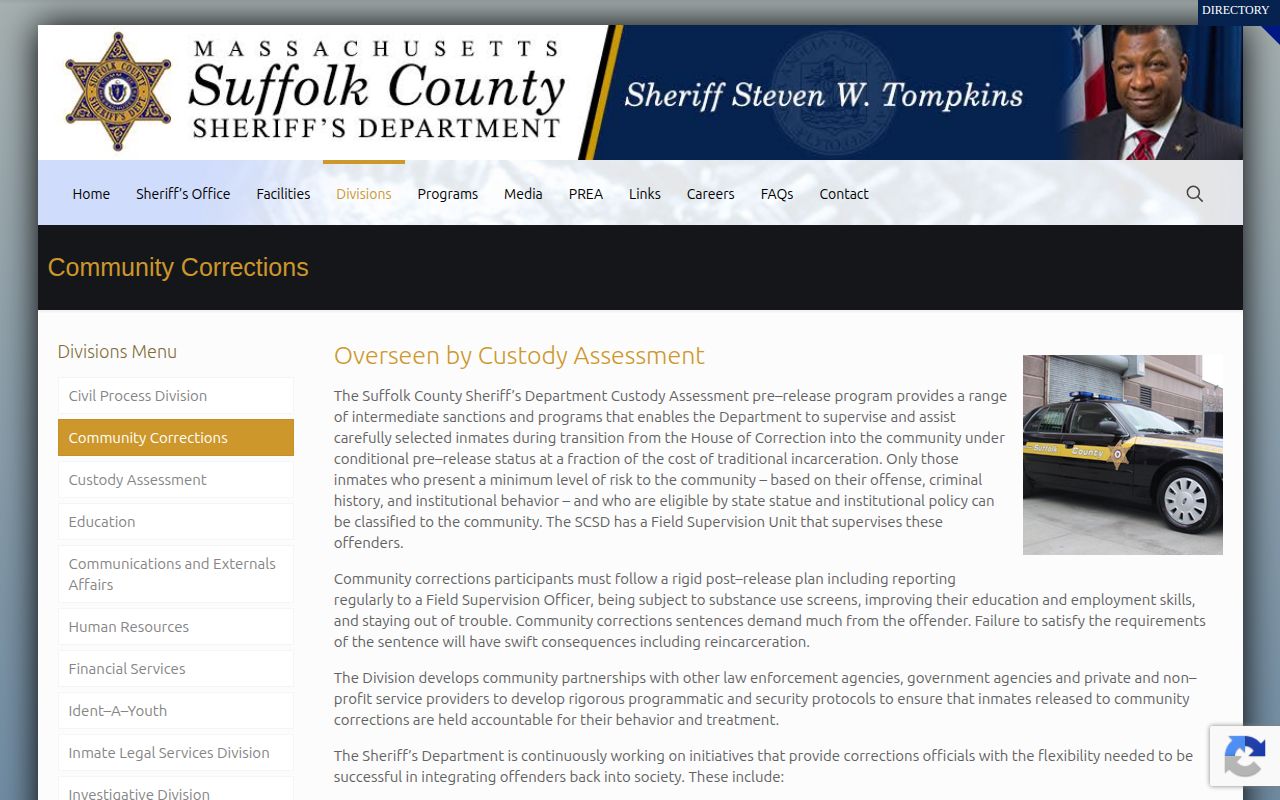 Suffolk County Community Corrections Center conditional release status