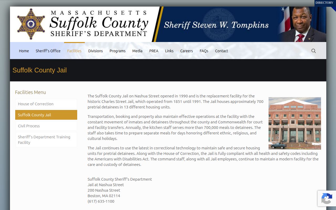 Suffolk County Jail release records and bail information